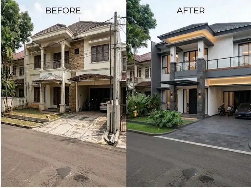Sebelum dan Sesudah Renovasi Rumah Mewah 2 Lantai Bogor - PT KMP
